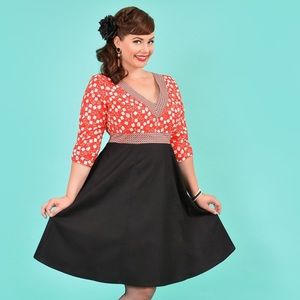 CHERRY VELVET PRISCILLA RED DICE DRESS